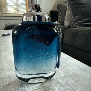 Blue Glass Perfume Bottle with Silver Cap
